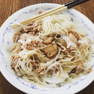 ホタテとツナのそうめん